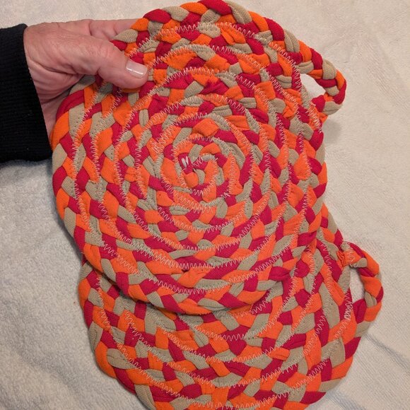 Set of Two Handmade Pot Holders Rag Rug Style - Picture 1 of 5